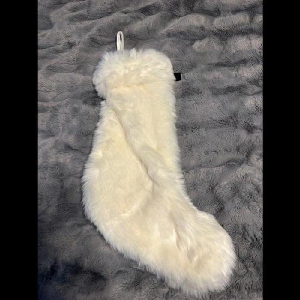 Luxurious Faux Fur Christmas Stocking - 22" in White